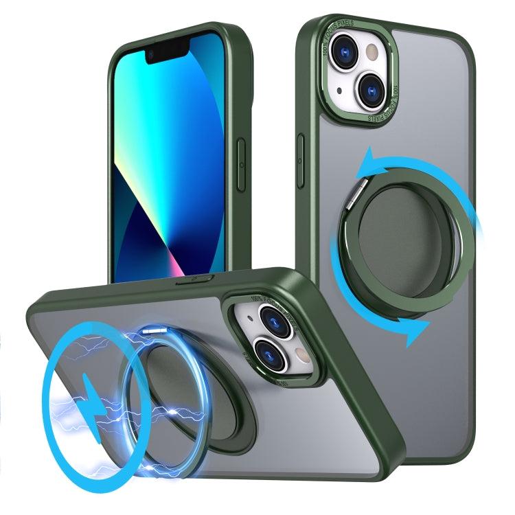 For iPhone 13 360-degree Rotating MagSafe Magnetic Holder Phone Case(Green) - iPhone 13 Cases by buy2fix | Online Shopping UK | buy2fix