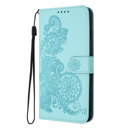 For Xiaomi 14 Datura Flower Embossed Flip Leather Phone Case(Light blue) - 14 Cases by buy2fix | Online Shopping UK | buy2fix