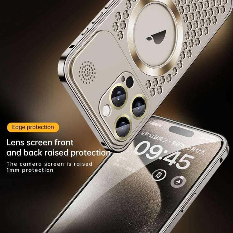 For iPhone 14 Pro Max Spring Buckle MagSafe Magnetic Metal Aromatherapy Phone Case(Silver) - iPhone 14 Pro Max Cases by buy2fix | Online Shopping UK | buy2fix