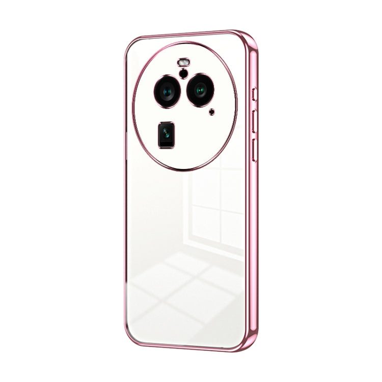 For OPPO Find X6 Pro Transparent Plating Fine Hole Phone Case(Pink) - OPPO Cases by buy2fix | Online Shopping UK | buy2fix