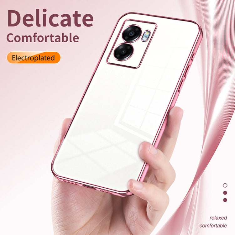 For OPPO A57 5G Transparent Plating Fine Hole Phone Case(Purple) - OPPO Cases by buy2fix | Online Shopping UK | buy2fix