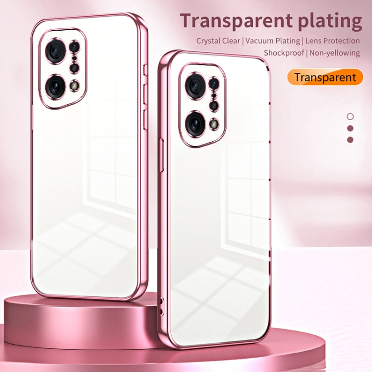 For OPPO Find X5 Transparent Plating Fine Hole Phone Case(Blue) - OPPO Cases by buy2fix | Online Shopping UK | buy2fix