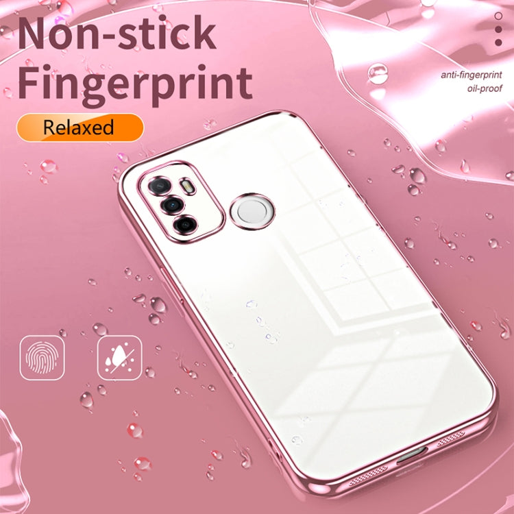 For OPPO A53 2020 / A32 / A11s  Transparent Plating Fine Hole Phone Case(Pink) - OPPO Cases by buy2fix | Online Shopping UK | buy2fix