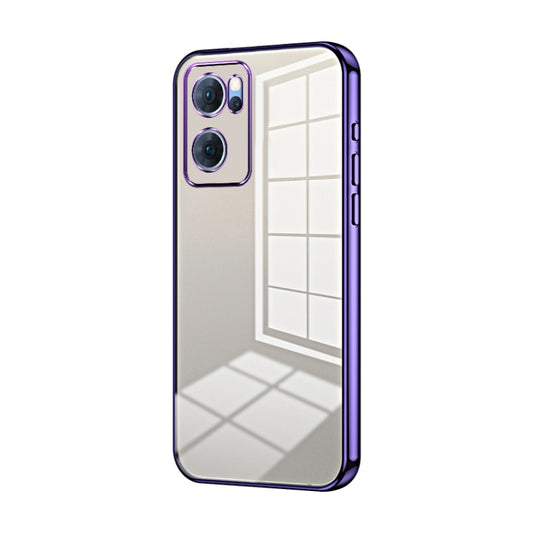 For OPPO Reno7 5G Transparent Plating Fine Hole Phone Case(Purple) - OPPO Cases by buy2fix | Online Shopping UK | buy2fix