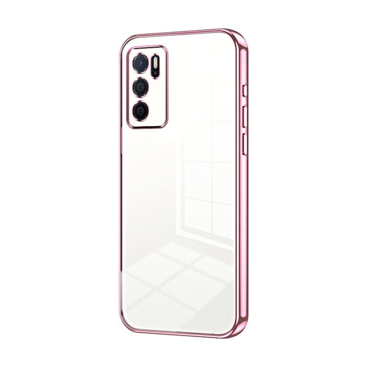 For OPPO A16 / A16s / A54s Transparent Plating Fine Hole Phone Case(Pink) - OPPO Cases by buy2fix | Online Shopping UK | buy2fix