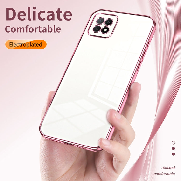 For OPPO A72 5G / A73 5G Transparent Plating Fine Hole Phone Case(Transparent) - OPPO Cases by buy2fix | Online Shopping UK | buy2fix