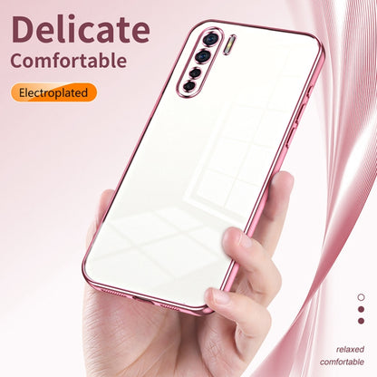 For OPPO A91 Transparent Plating Fine Hole Phone Case(Blue) - OPPO Cases by buy2fix | Online Shopping UK | buy2fix