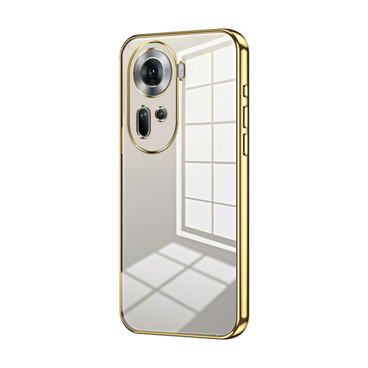 For OPPO Reno11 Global Transparent Plating Fine Hole Phone Case(Gold) - Reno11 Cases by buy2fix | Online Shopping UK | buy2fix