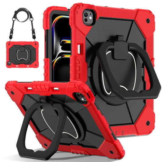 For iPad Pro 13 2024 Contrast Color Robot Silicone Hybrid PC Tablet Case(Red Black) - iPad Pro 13 2024 Cases by buy2fix | Online Shopping UK | buy2fix