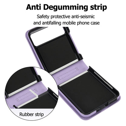 For Motorola Razr 40 Rhombic Texture Phone Case with Long & Short Lanyard(Light Purple) - Motorola Cases by buy2fix | Online Shopping UK | buy2fix