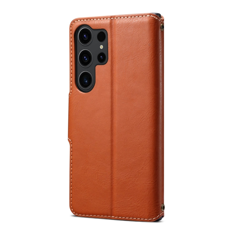 For Samsung Galaxy S24 Ultra 5G Denior Cowhide Texture Wallet Style Leather Phone Case(Brown) - Galaxy S24 Ultra 5G Cases by Denior | Online Shopping UK | buy2fix