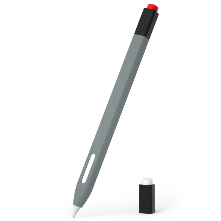 For Apple Pencil 2 Retro Pencil Style Stylus Pen Protective Case(Grey) - Pencil Accessories by buy2fix | Online Shopping UK | buy2fix