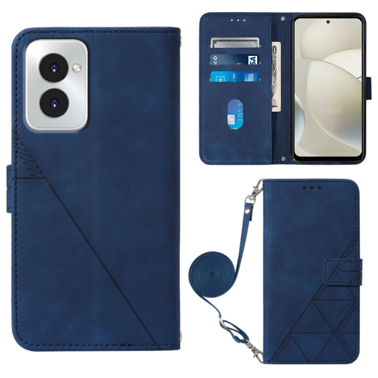 For Motorola Moto G Power 5G 2024 Crossbody 3D Embossed Flip Leather Phone Case(Blue) - Motorola Cases by buy2fix | Online Shopping UK | buy2fix