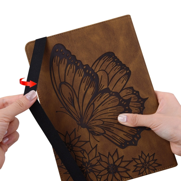 For iPad Pro 13 2024 Big Butterfly Embossed Leather Tablet Case(Brown) - iPad Pro 13 2024 Cases by buy2fix | Online Shopping UK | buy2fix