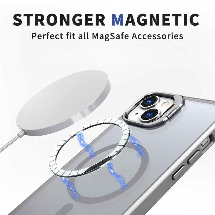 For iPhone 13 Metal Invisible Camera Holder MagSafe Magnetic Phone Case(Grey) - iPhone 13 Cases by buy2fix | Online Shopping UK | buy2fix