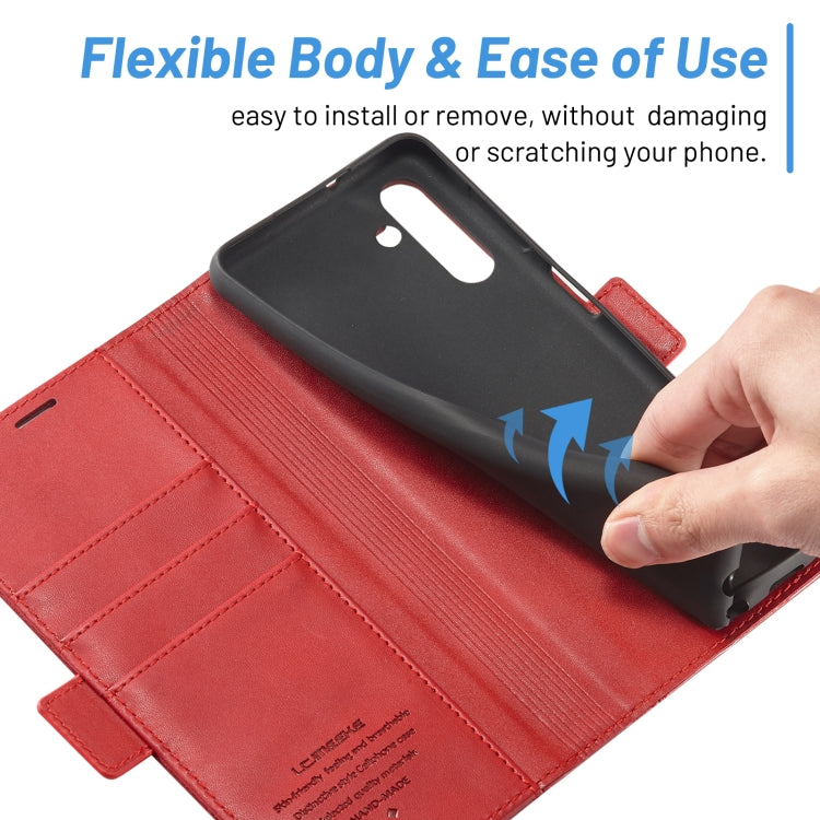 For Samsung Galaxy S24 LC.IMEEKE Skin-friendly Card Slots Leather Phone Case(Red) - Galaxy S24 5G Cases by LC.IMEEKE | Online Shopping UK | buy2fix