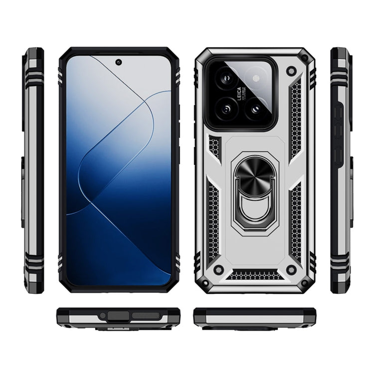 For Xiaomi 14 Shockproof TPU + PC Phone Case with Holder(Silver) - 14 Cases by buy2fix | Online Shopping UK | buy2fix