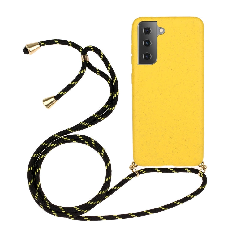 For Samsung Galaxy A15 5G Wheat Straw Material + TPU Phone Case with Lanyard(Yellow) - Galaxy Phone Cases by buy2fix | Online Shopping UK | buy2fix