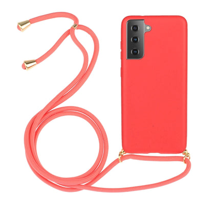 For Samsung Galaxy S24 5G Wheat Straw Material + TPU Phone Case with Lanyard(Red) - Galaxy S24 5G Cases by buy2fix | Online Shopping UK | buy2fix