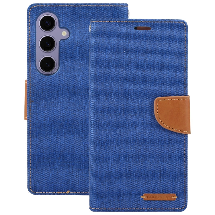 For Samsung Galaxy S24+ 5G GOOSPERY CANVAS DIARY Fabric Texture Flip Leather Phone Case(Blue) - Galaxy S24+ 5G Cases by GOOSPERY | Online Shopping UK | buy2fix