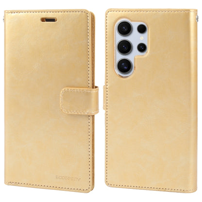 For Samsung Galaxy S24 Ultra 5G GOOSPERY MANSOOR DIARY 9 Card Slots Leather Phone Case(Gold) - Galaxy S24 Ultra 5G Cases by GOOSPERY | Online Shopping UK | buy2fix