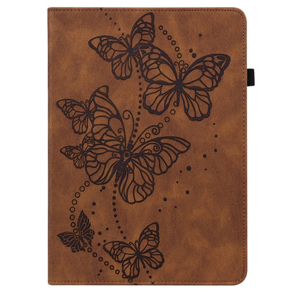 For Lenovo Tab M11 / Xiaoxin Pad 11 2024 Embossed Butterfly Pattern Leather Tablet Case(Brown) - Lenovo by buy2fix | Online Shopping UK | buy2fix