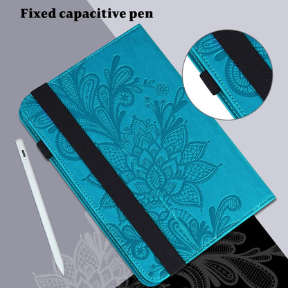 For Lenovo Tab M11 / Xiaoxin Pad 11 2024 Lace Flower Embossing Pattern Leather Tablet Case(Blue) - Lenovo by buy2fix | Online Shopping UK | buy2fix