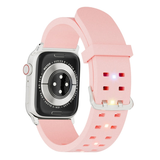 For Apple Watch SE 2022 44mm Luminous Colorful Light Silicone Watch Band(Pink) - Watch Bands by buy2fix | Online Shopping UK | buy2fix