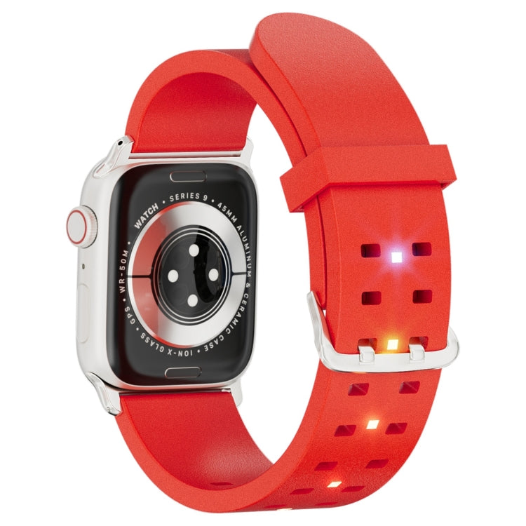 For Apple Watch SE 44mm Luminous Colorful Light Silicone Watch Band(Red) - Watch Bands by buy2fix | Online Shopping UK | buy2fix