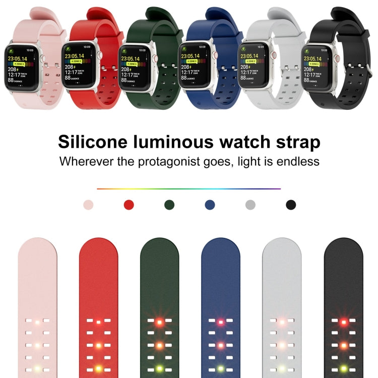 For Apple Watch 38mm Luminous Colorful Light Silicone Watch Band(Green) - Watch Bands by buy2fix | Online Shopping UK | buy2fix