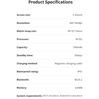 J45 1.43 inch BT5.1 Smart Sport Watch, Support Sleep / Heart Rate / Blood Oxygen / Blood Pressure Health Monitor(Green) - Smart Watches by buy2fix | Online Shopping UK | buy2fix