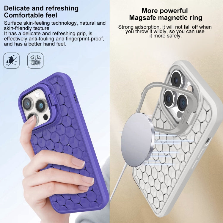 For iPhone 16 Pro Max Honeycomb Radiating Lens Holder Magsafe Phone Case(Blue) - iPhone 16 Pro Max Cases by buy2fix | Online Shopping UK | buy2fix