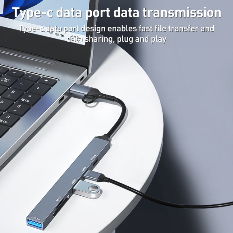 ADS-807D 6 in 1 USB + Type-C to PD100W + USB3.0/2.0 + SD/TF HUB Docking Station(Space Grey) - USB HUB by buy2fix | Online Shopping UK | buy2fix