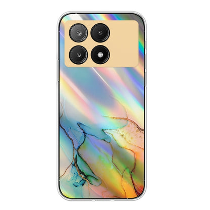 For Xiaomi Redmi K70E / Poco X6 Pro 5G Laser Marble Pattern Clear TPU Protective Phone Case(Yellow) - K70E Cases by buy2fix | Online Shopping UK | buy2fix