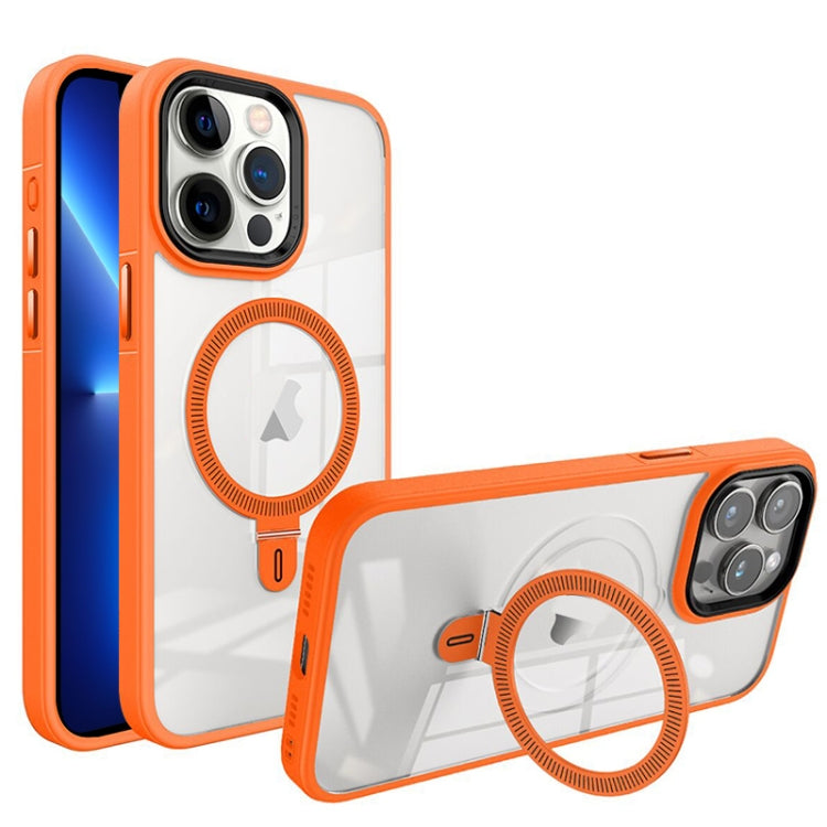 For iPhone 13 Pro Max Shield Armor MagSafe Holder Phone Case(Orange) - iPhone 13 Pro Max Cases by buy2fix | Online Shopping UK | buy2fix