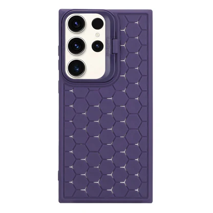 For Samsung Galaxy S24 Ultra 5G Honeycomb Radiating Lens Holder Magsafe Phone Case(Purple) - Galaxy S24 Ultra 5G Cases by buy2fix | Online Shopping UK | buy2fix