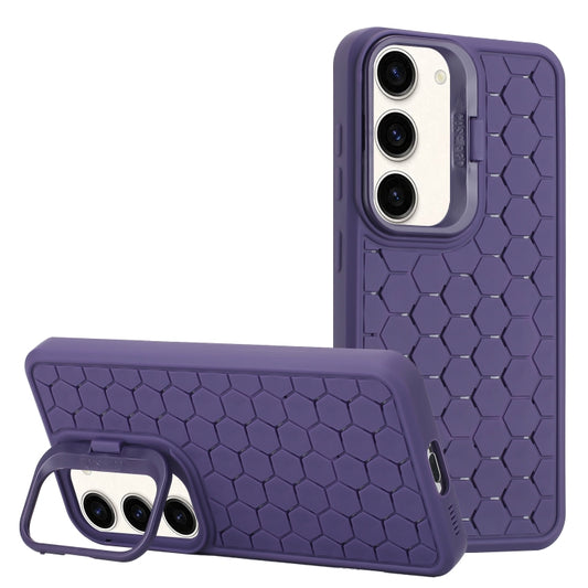 For Samsung Galaxy S23+ 5G Honeycomb Radiating Lens Holder Magsafe Phone Case(Purple) - Galaxy S23+ 5G Cases by buy2fix | Online Shopping UK | buy2fix