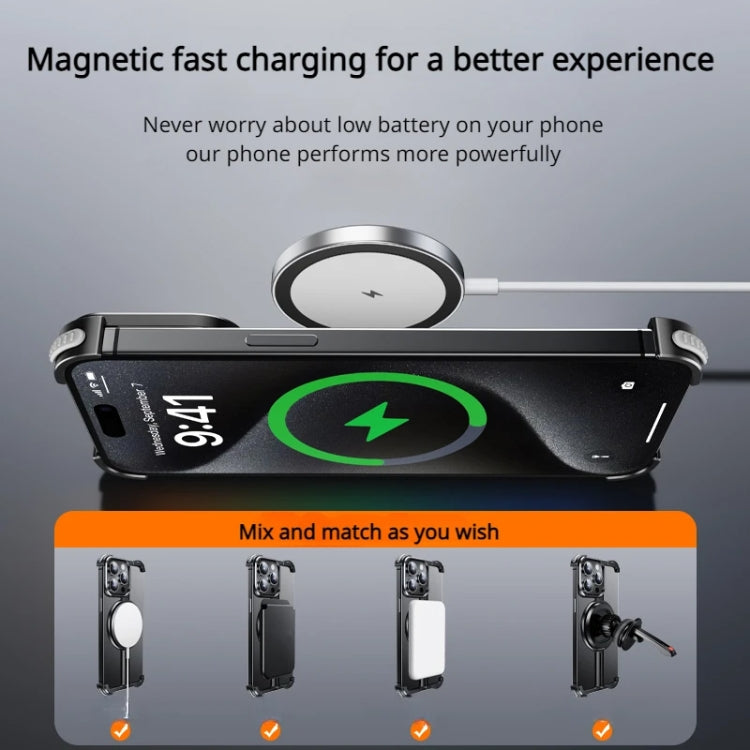For iPhone 15 Plus MagSafe Magnetic Frameless Holder Phone Case(Black) - iPhone 15 Plus Cases by buy2fix | Online Shopping UK | buy2fix