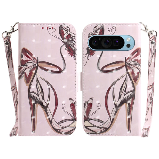 For Google Pixel 9 3D Colored Horizontal Flip Leather Phone Case(Butterfly High-heeled) - Google Cases by buy2fix | Online Shopping UK | buy2fix