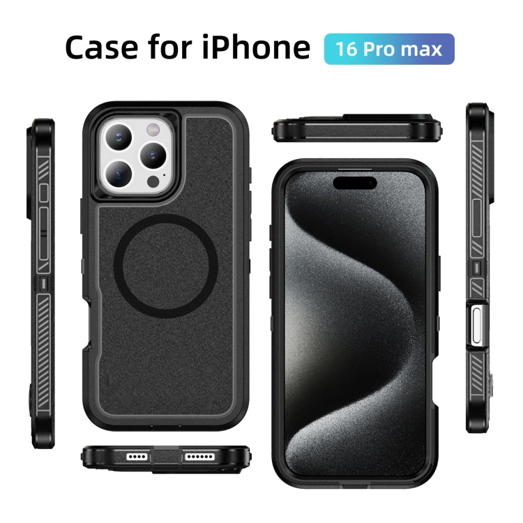 For iPhone 16 Pro Max Guard Magsafe Magnetic Ring Matte Phone Case(Black) - iPhone 16 Pro Max Cases by buy2fix | Online Shopping UK | buy2fix