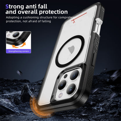 For iPhone 16 Pro Max Guard Magsafe Magnetic Ring Matte Phone Case(Black+Transparent) - iPhone 16 Pro Max Cases by buy2fix | Online Shopping UK | buy2fix