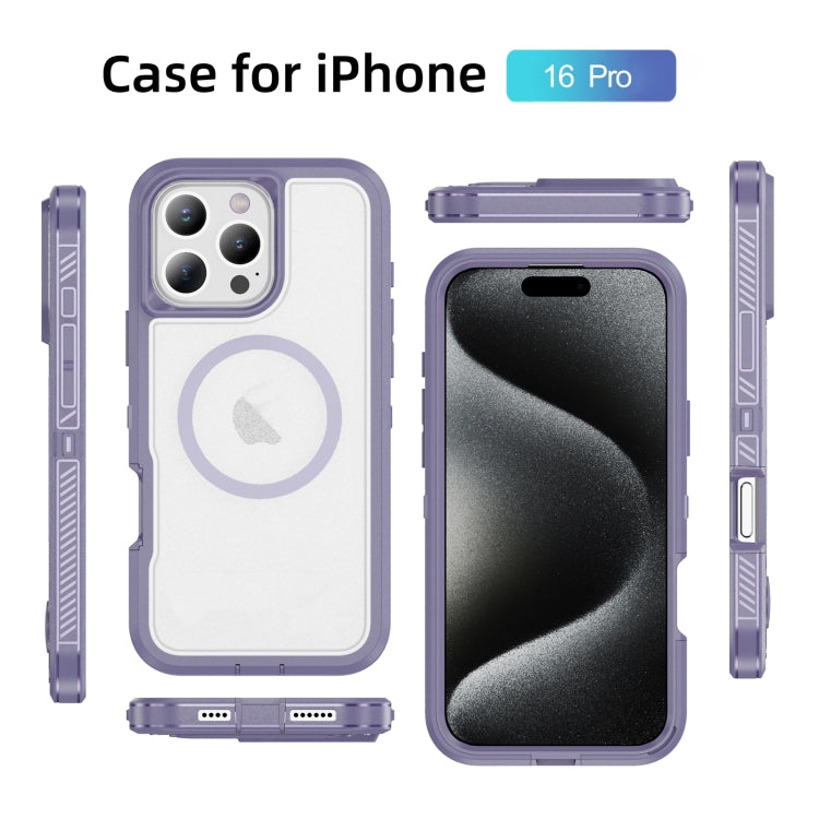 For iPhone 16 Pro Guard Magsafe Magnetic Ring Matte Phone Case(Light Purple) - iPhone 16 Pro Cases by buy2fix | Online Shopping UK | buy2fix