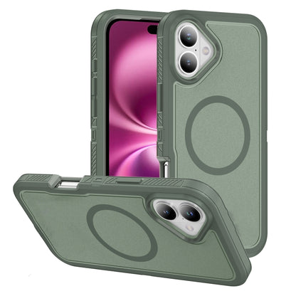 For iPhone 16 Plus Guard Magsafe Magnetic Ring Matte Phone Case(Green) - iPhone 16 Plus Cases by buy2fix | Online Shopping UK | buy2fix