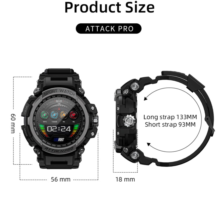 LOKMAT ATTACK 2 Pro 1.39 inch BT5.1 Smart Sport Watch, Support Bluetooth Call / Sleep / Heart Rate / Blood Pressure Health Monitor(Silver Black) - Smart Watches by Lokmat | Online Shopping UK | buy2fix