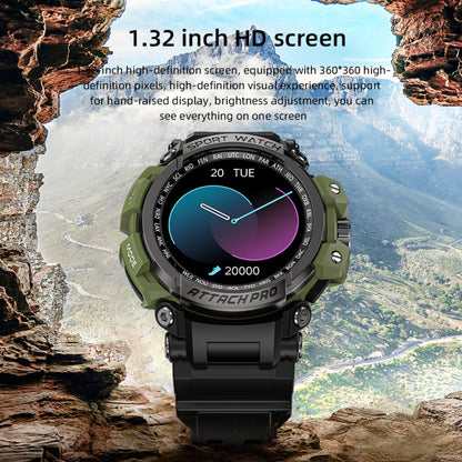 LOKMAT ATTACK 2 Pro 1.39 inch BT5.1 Smart Sport Watch, Support Bluetooth Call / Sleep / Heart Rate / Blood Pressure Health Monitor(Black Green) - Smart Watches by Lokmat | Online Shopping UK | buy2fix