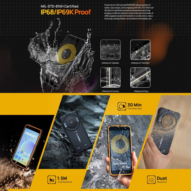 Ulefone Power Armor 16S Rugged Phone, 8GB+128GB, 9600mAh Battery, Side Fingerprint, 5.93 inch Android 13 Unisoc T616 Octa Core up to 2.0GHz, Network: 4G, NFC, OTG(Black) - Ulefone by Ulefone | Online Shopping UK | buy2fix