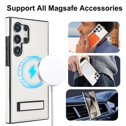 For Samsung Galaxy S24 Ultra 5G Retro Leather Invisible Stand MagSafe Phone Case(White) - Galaxy S24 Ultra 5G Cases by buy2fix | Online Shopping UK | buy2fix