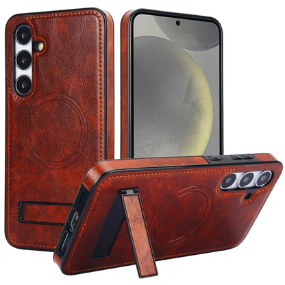 For Samsung Galaxy S24+ 5G Retro Leather Invisible Stand MagSafe Phone Case(Brown) - Galaxy S24+ 5G Cases by buy2fix | Online Shopping UK | buy2fix