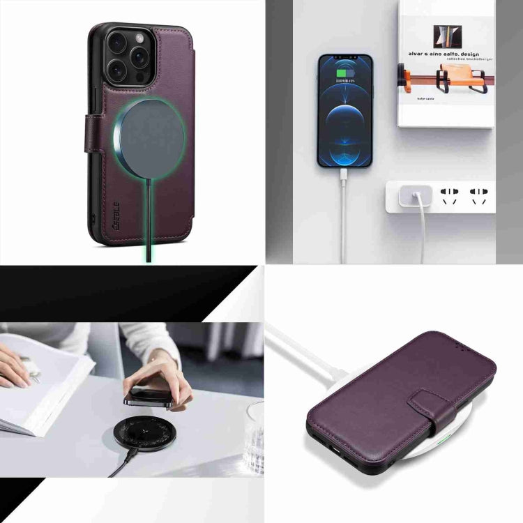 For iPhone 14 Pro Max ESEBLE E1 Nappa Texture MagSafe Holder Leather Phone Case(Dark Purple) - iPhone 14 Pro Max Cases by ESEBLE | Online Shopping UK | buy2fix