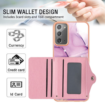 For Samsung Galaxy Note20 Marble Pattern IMD Card Slot Phone Case(Pink Purple Gold) - Galaxy Note20 Cases by buy2fix | Online Shopping UK | buy2fix